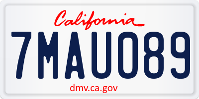 CA license plate 7MAU089