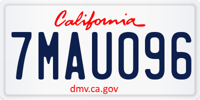 CA license plate 7MAU096