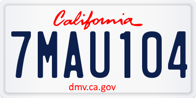 CA license plate 7MAU104