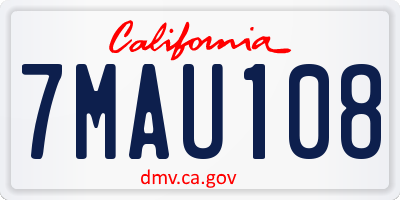 CA license plate 7MAU108