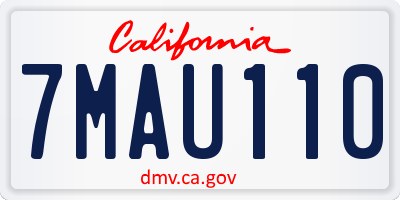 CA license plate 7MAU110