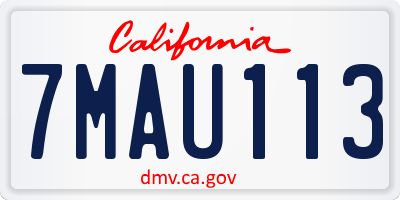 CA license plate 7MAU113