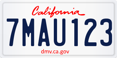 CA license plate 7MAU123