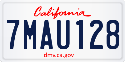 CA license plate 7MAU128