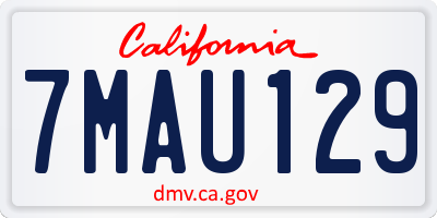 CA license plate 7MAU129