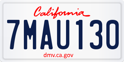 CA license plate 7MAU130