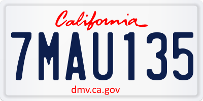 CA license plate 7MAU135