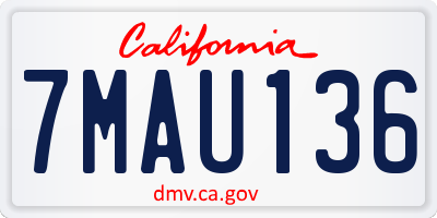 CA license plate 7MAU136