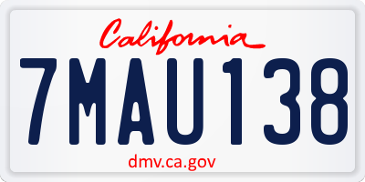 CA license plate 7MAU138