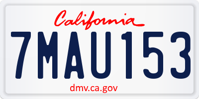 CA license plate 7MAU153