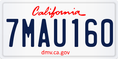 CA license plate 7MAU160