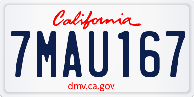 CA license plate 7MAU167