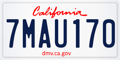 CA license plate 7MAU170