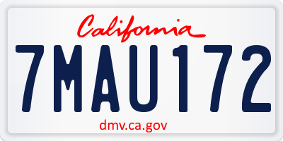 CA license plate 7MAU172