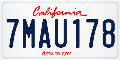 CA license plate 7MAU178