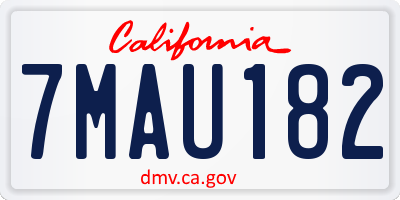 CA license plate 7MAU182