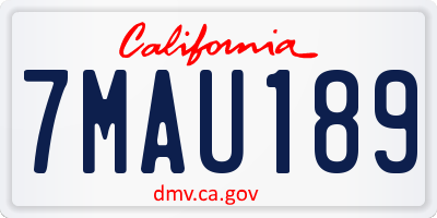 CA license plate 7MAU189