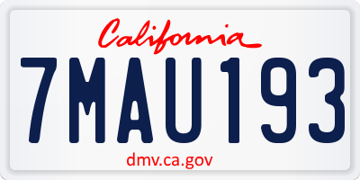 CA license plate 7MAU193