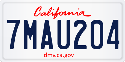 CA license plate 7MAU204