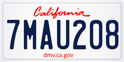 CA license plate 7MAU208