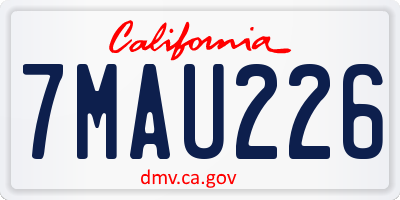 CA license plate 7MAU226