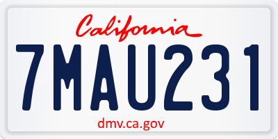 CA license plate 7MAU231