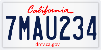 CA license plate 7MAU234