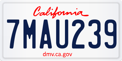 CA license plate 7MAU239