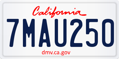 CA license plate 7MAU250