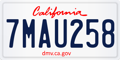CA license plate 7MAU258
