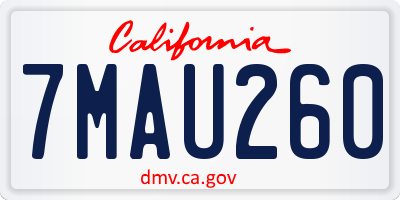 CA license plate 7MAU260