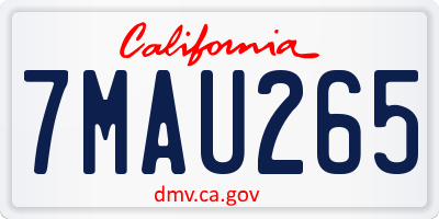 CA license plate 7MAU265