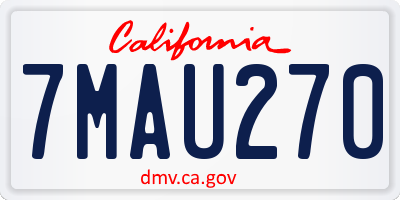 CA license plate 7MAU270