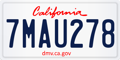 CA license plate 7MAU278