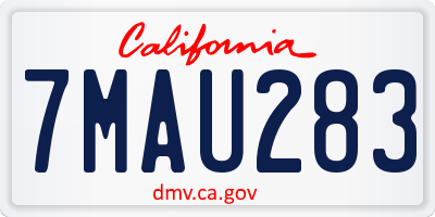 CA license plate 7MAU283