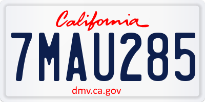 CA license plate 7MAU285