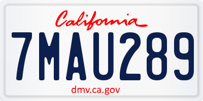 CA license plate 7MAU289