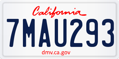 CA license plate 7MAU293