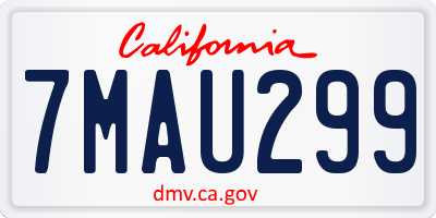 CA license plate 7MAU299
