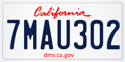 CA license plate 7MAU302