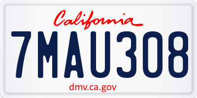 CA license plate 7MAU308