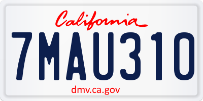 CA license plate 7MAU310