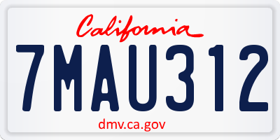 CA license plate 7MAU312