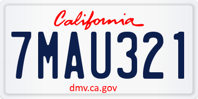 CA license plate 7MAU321