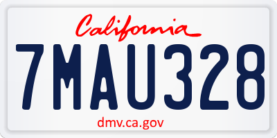 CA license plate 7MAU328
