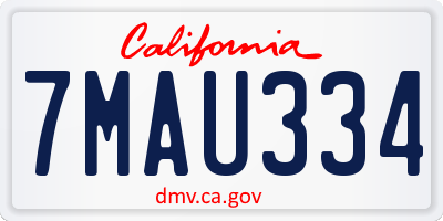 CA license plate 7MAU334