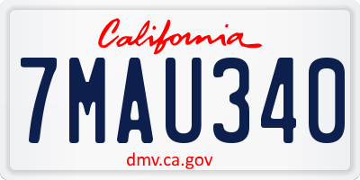 CA license plate 7MAU340