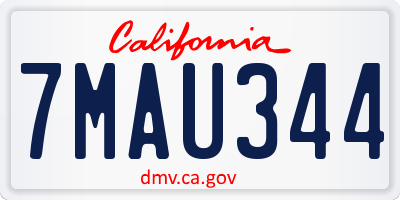 CA license plate 7MAU344
