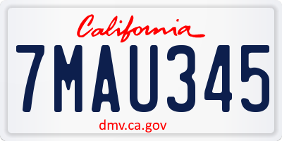 CA license plate 7MAU345