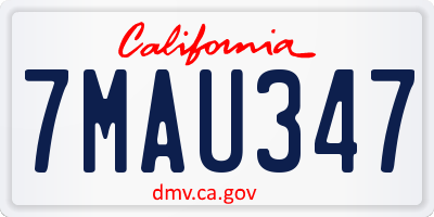 CA license plate 7MAU347